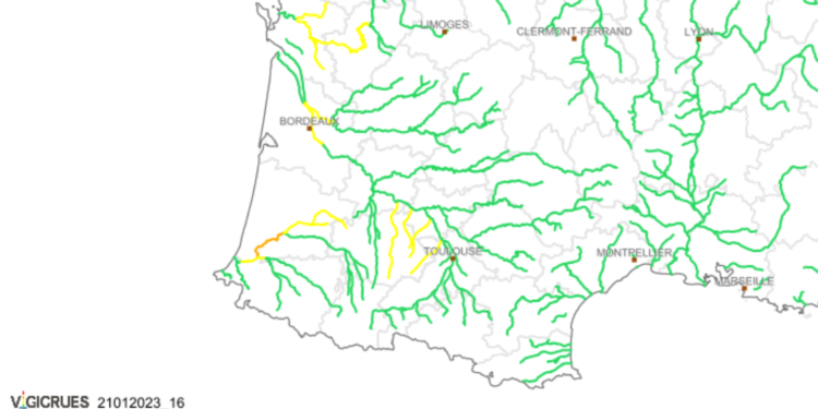 Crues de l'Adour, vigilance orange météo prolongée pour les Landes