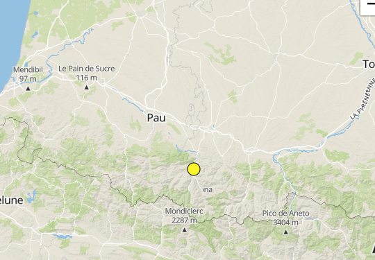 6 petits tremblements de terre proches de Lourdes et Tarbes ce week end