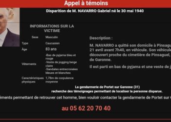 Appel à témoins après la disparition d'un homme de 83 ans au sud de Toulouse