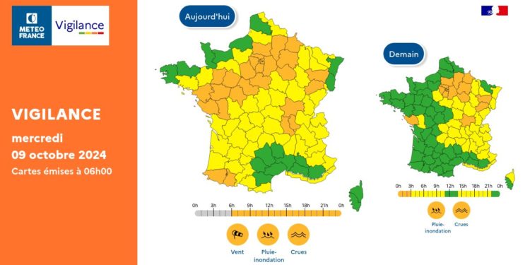 Tempête Kirk, Météo France place 30 départements en alerte vigilance orange
