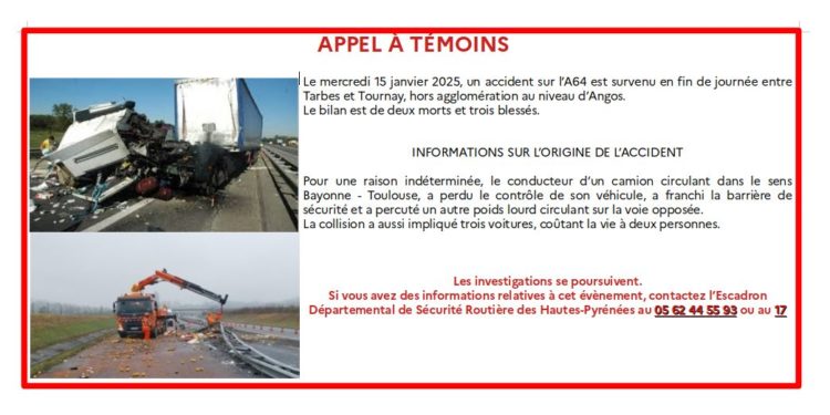 La gendarmerie lance un appel à témoin après l'accident qui a fait 2 morts près de Tournay