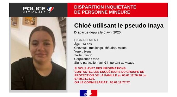 Disparition inquiétante d'une ado de 14 ans à Toulouse