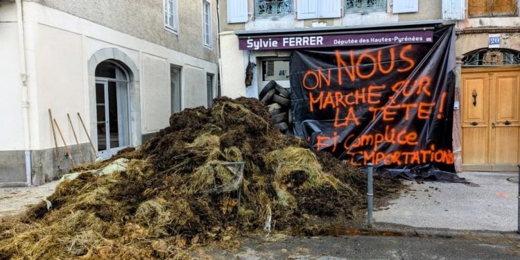 Du fumier déversé devant la permanence de la députée Sylvie Ferrer