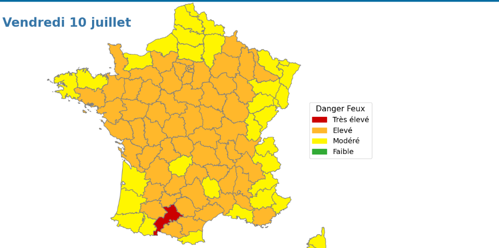 La Haute Garonne en alerte rouge pour feux de forêts, les Hautes Pyrénées en alerte orange La Haute Garonne en alerte rouge pour feux de forêts, les Hautes Pyrénées en alerte orange